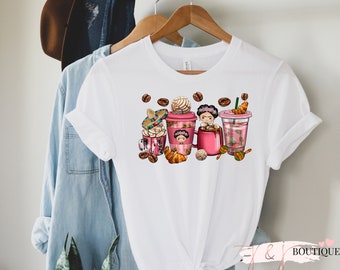 Frida Kahlo Shirt Gift For Coffee Lover, Coffee Lover Feminist Shirt, Cafecitos T-Shirt, Women Outfit, Coffee Latte, Tee, Gift For Her
