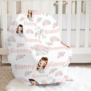 Unicorn Mermaid Custom Baby Car Seat Cover-Personalized name-Baby Name Nursing Cover -Nursing Cover- infant car seat cover, canopy
