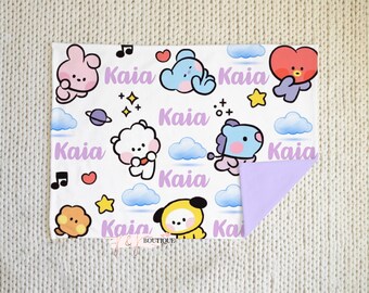 BT21 Minini Custom Baby Blanket, Personalized Baby Blanket, Name Blanket