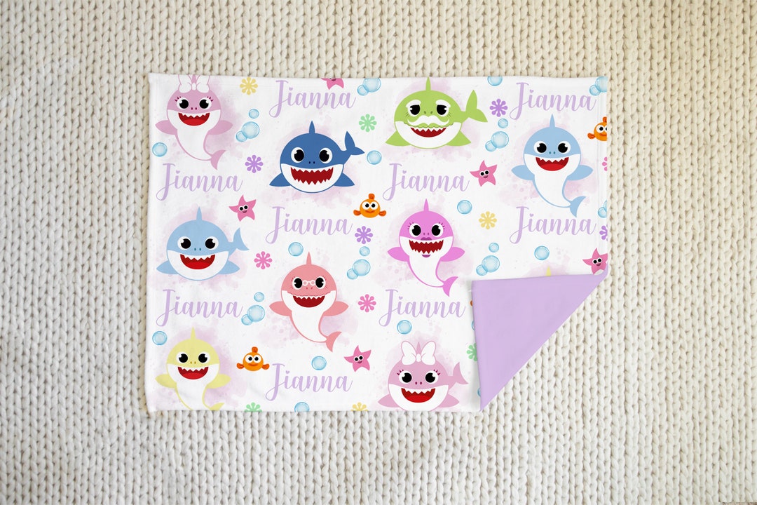 Baby Shark Blanket, Custom Name Blanket, Personalized Baby Blanket