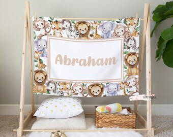 Custom Safari Baby Boy blanket, baby name blanket, soft baby name blanket, personalized baby blanket, baby shower gift, custom blanket