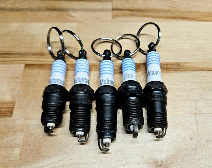 Handmade Vintage Motorcraft Spark Plug Keychain - Party Favor Gift For Gearheads, Car Enthusiasts, & Collectors
