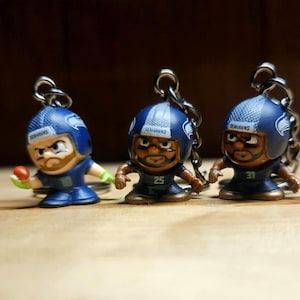 Handmade NFL TeenyMate Seattle Seahawks Player Keychain Charm - Birthday Super Bowl Party Favor Gift Football Fans & Collectors