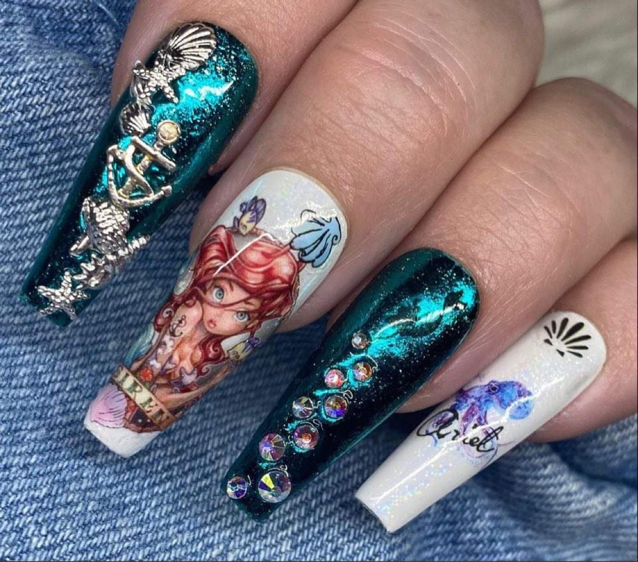 Ariel Little Mermaid Inspired Press on Nails Etsy
