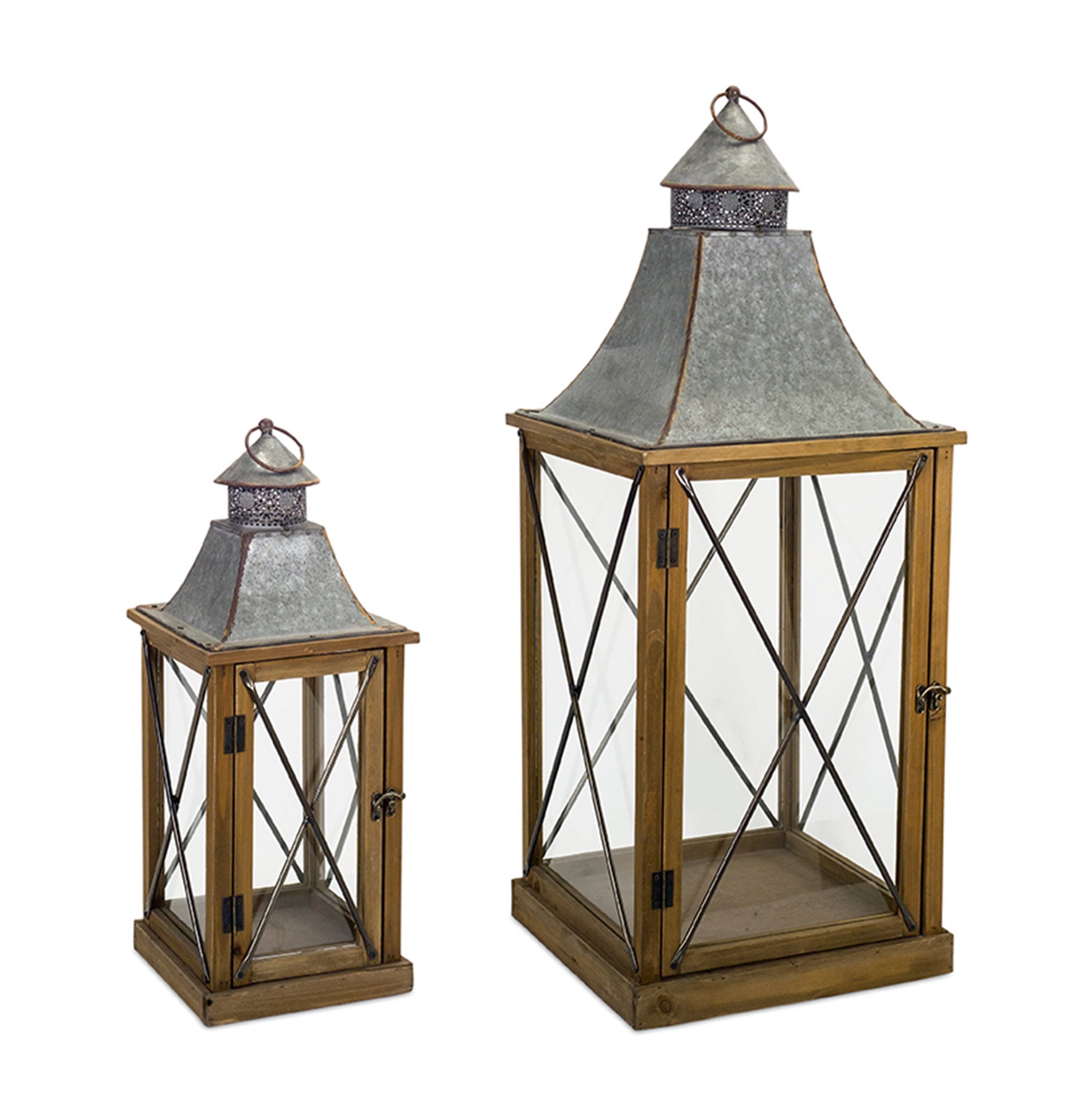 Large Lanterns Set of 2 Rustic Candle Lanterns Cottage Etsy