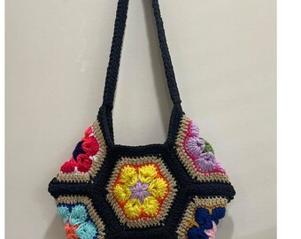 Crochet Granny Square Daisy Flowers Bag - Etsy