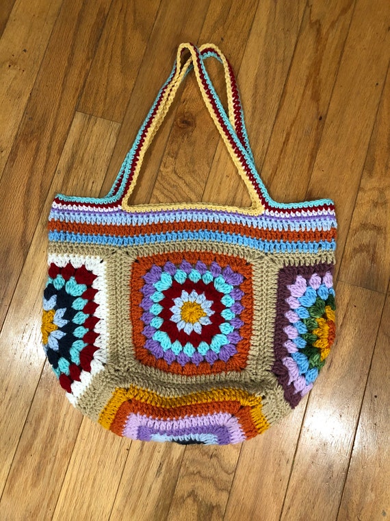 Crochet granny square handbag | Etsy