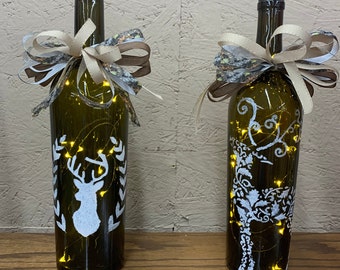 Majestic Deer Lighted Wine Bottles