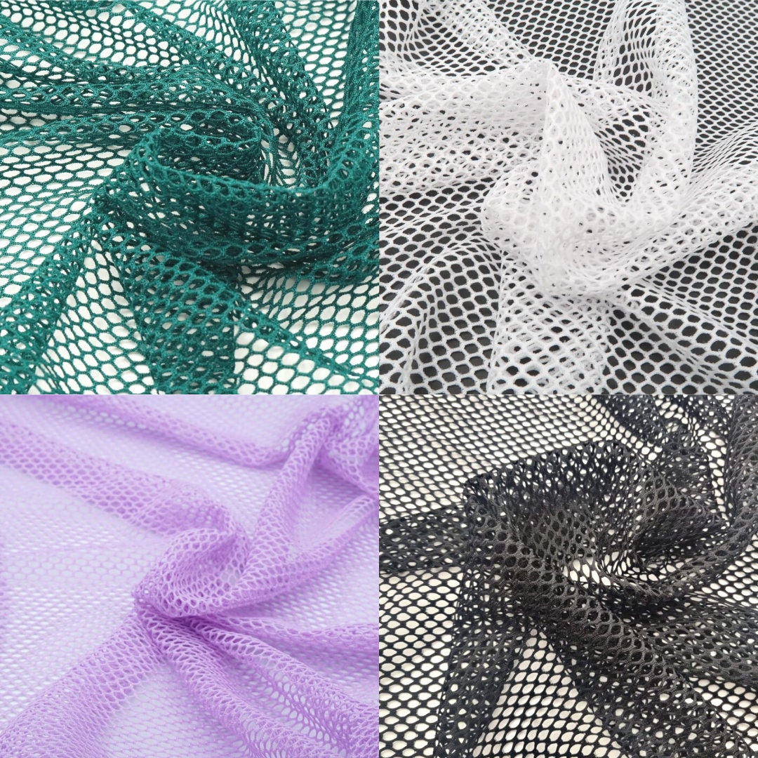 Green Lavender Black White Big Hole Mesh Polyester Spandex