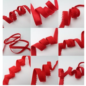 9 types of Red elastic for bra and knickers 10 mm 3/8&quot; bra strapping Picot plush elastic Red fold over elastic Looped edge trim Red elastic