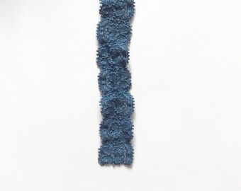 Egeïsche blauwe elastische kanten rand: katoenen craft kant (2,2 cm/0,9")
