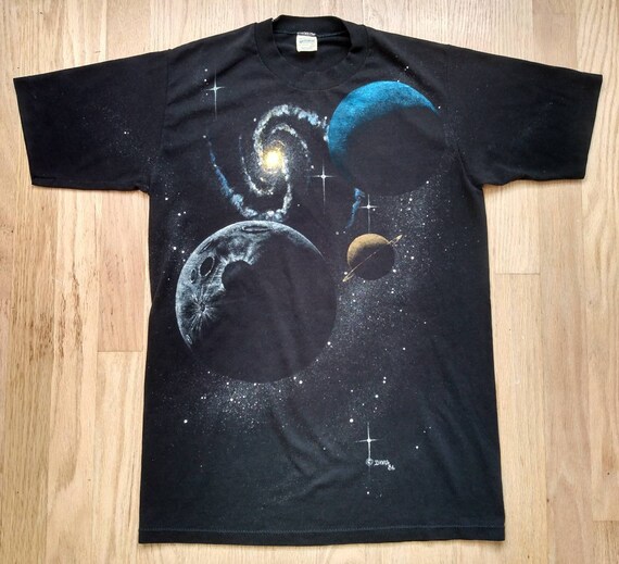 Vintage 1986 Outer Space Planet Star Art T-shirt S