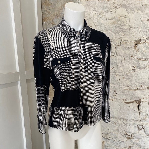 Early 2000s Karl Lagerfield Geometric Print Blouse