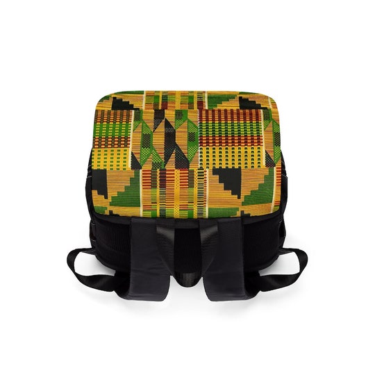 Kente Cloth Print Unisex Casual Shoulder Backpack