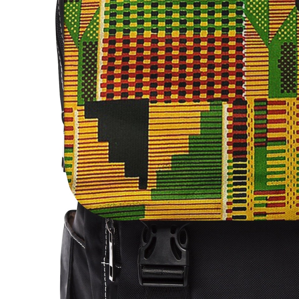 Kente Cloth Print Unisex Casual Shoulder Backpack