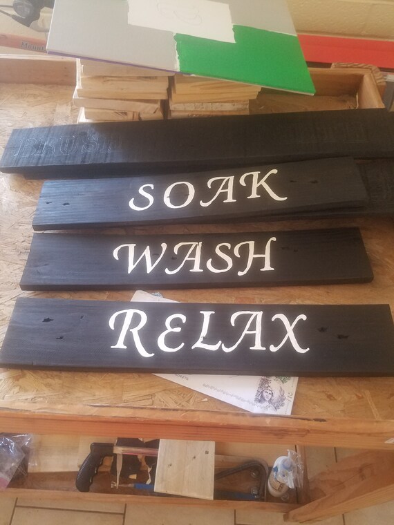 Soak Wash Relax Laundry Room Sign Set