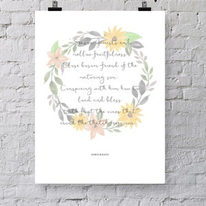 Art Prints | Poem Art | Wall Art | Digital Downloads | Instant Download | Poster | Wall Decor | Printable | Home Decor | Keats Quotes