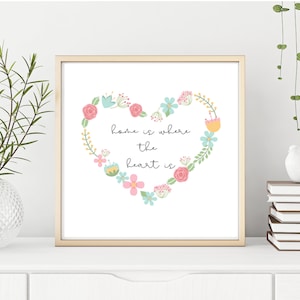Art Prints | Home is where the heart is | Wall Art | Digital Downloads | Instant Download | Poster | Wall Decor | Printable | Home Decor
