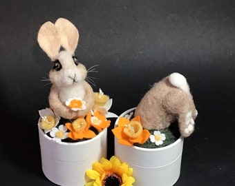 Needle Felting Topsy & Treacle - Top and Tail Bunny Box Kit