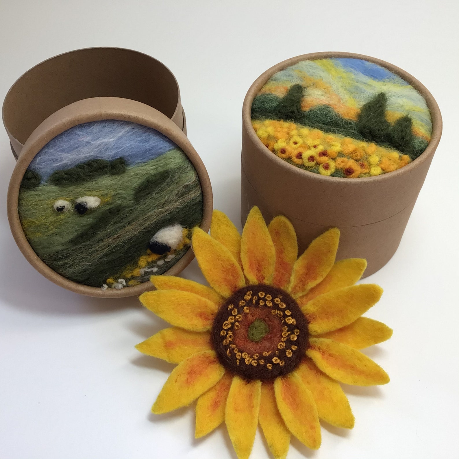 Sunflower Needle Felting Landscape Boxes & Boutonnière Kit Etsy