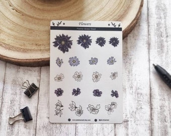 Sticker Sheet Flowers, Planner Stickers, Floral Stickers, Bullet journal Stickers