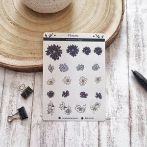 Sticker Sheet Flowers, Planner Stickers, Floral Stickers, Bullet journal Stickers