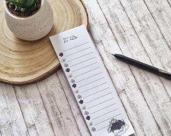 Blocco note floreale lungo, 32 fogli, illustrazione floreale, lista delle cose da fare