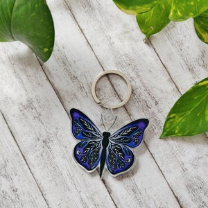 Butterfly Keychain, Acrylic Keychain, Butterfly Charm, Bag Accessory, purple Charm