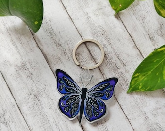 Butterfly Keychain, Acrylic Keychain, Butterfly Charm, Bag Accessory, purple Charm