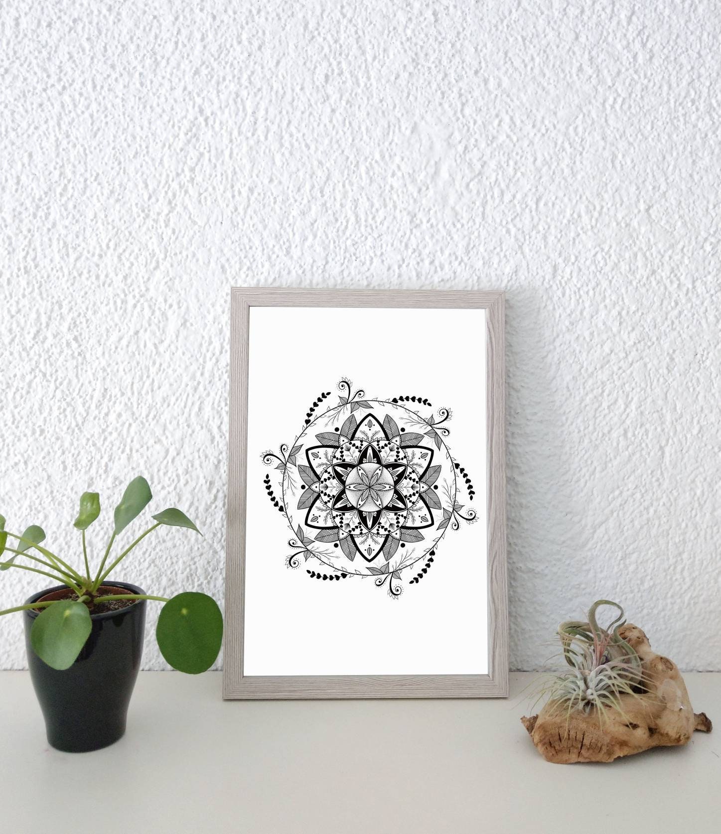 Mandala Art Print, Flower Mandala, Boho Wall Decor, A4/A5 - Etsy