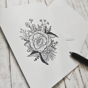 Wildflower Greeting Card, A6, Floral Illustration