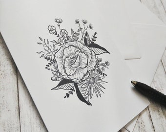 Wildflower Greeting Card, A6, Floral Illustration