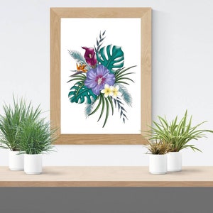 Tropical Flower Art Print, Floral Illustration, Boho Wall Decor, A4/A5