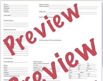 Nursing Report Sheet - DIGITAL