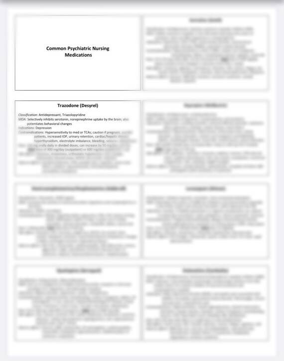 Nursing Drug Cards For School