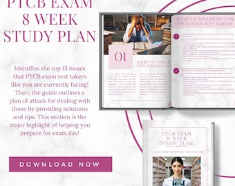 Pharmacy Technician PTCB Exam - 8 Week Study Plan (Mauve Color Scheme); Pharmacy Technician Certification Board Exam