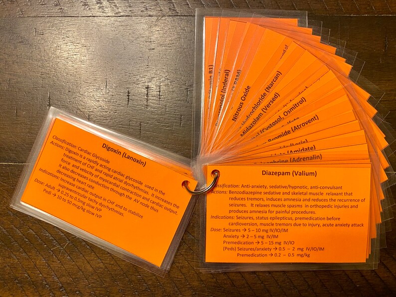 NCTI Paramedic Program Drug Flashcards Digital Editable Etsy