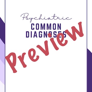 Psychiatric Nursing Common Diagnoses - DIGITAL DOWNLOAD
