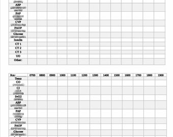 Hemodynamic Nursing Flow Sheet
