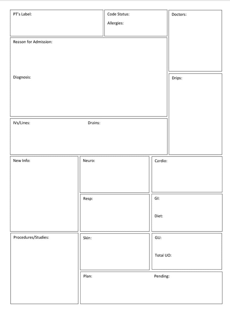 Nursing Report and Vitals Sheet image 2