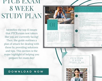 Pharmacy Technician PTCB Exam - 8 Week Study Plan (Teal Color Scheme); Pharmacy Technician Certification Board Exam