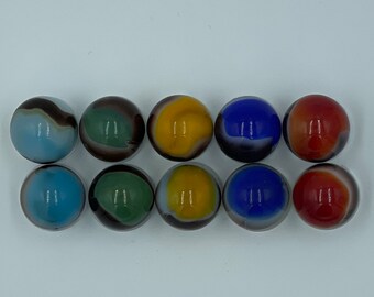 10 Vitro "Blackies" - Rare Vintage Collectible Marbles in a gift box
