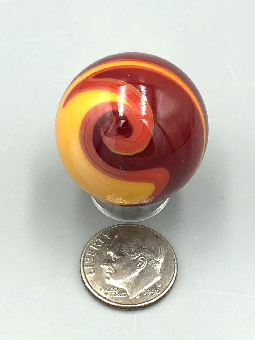 Red Yellow Art Glass Cork Marble: Set of 1, 1.08