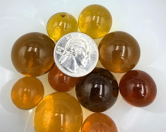 Mixed Clearies Amber/Yellow Shooter (.75"-1") Marbles: Set of 10