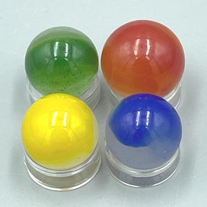 Moss Agates - Various colored Patch Marbles with a translucent milky white base: Set of 4