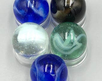 Ravenswood Swirl Marbles - Made in West Virginia, Target Size, Mixed Colors: Set of 5