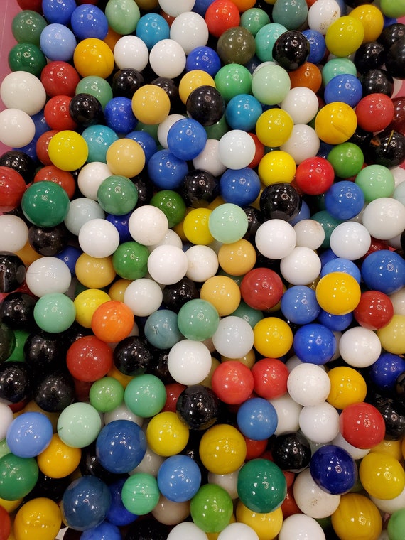 60 Mixed Game Marbles Mixed Color Solid Color Glass Vintage Target