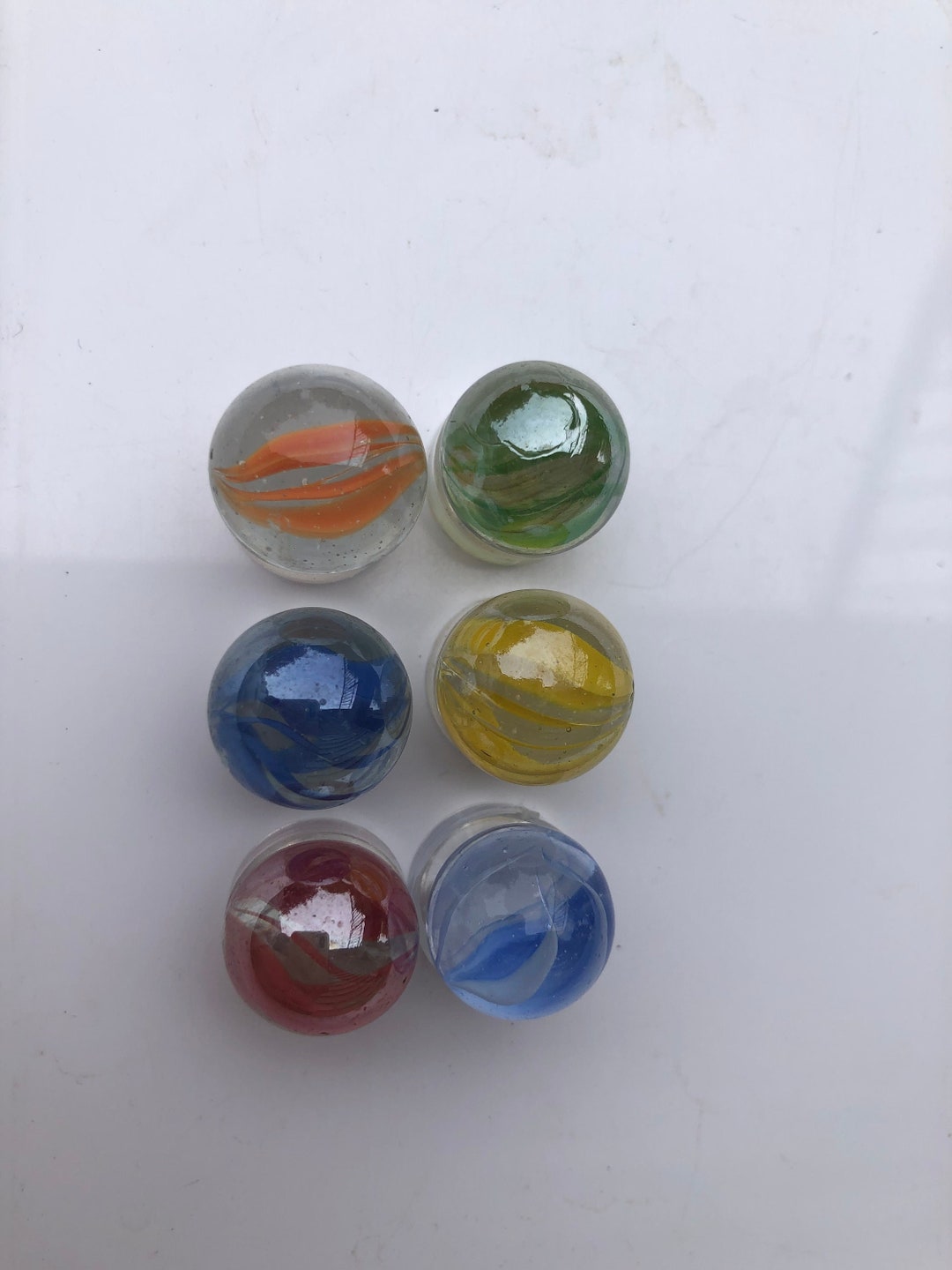 6 Rare confetti Marbles Vacor/mega Marbles for Collectors in a Gift Box