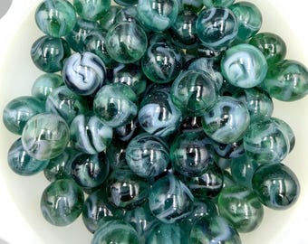 Canicas Champion de tamaño objetivo con remolino azul y verde: Juego de 25