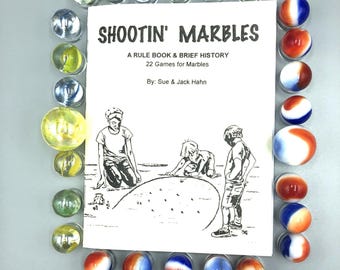 Vintage Marble Game Set: 24 Target Marbles, 2 Shooters, Rulebook